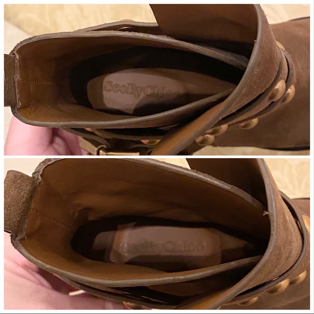 ONLY WORN TWICE. See By Chloe Studded Suede Ankle Boots. US Size 6 - Picture 10 of 16